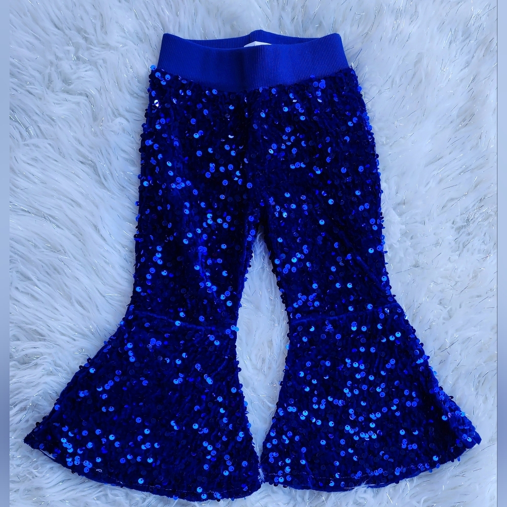 Blue Sequin Bell Bottom